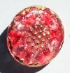 1 22mm Dark Pink & Pink Glass Flower Button with Gold